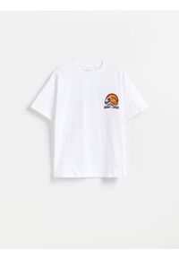 Reserved - Bawełniany t-shirt z nadrukiem - biały. Kolor: biały. Materiał: bawełna. Wzór: nadruk #1
