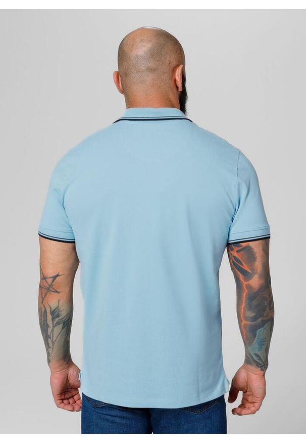 PITBULL - Koszulka Polo bawełniana klasyczna dla dorosłych Pique Stripes Regular. Typ kołnierza: polo. Kolor: niebieski. Materiał: bawełna. Styl: klasyczny