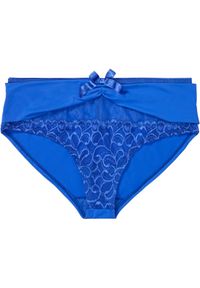 bonprix - Figi panty z poliamidu z recyklingu. Kolor: niebieski. Materiał: poliamid. Wzór: koronka