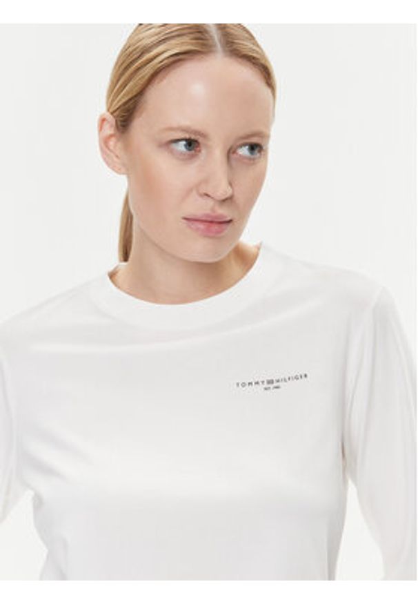 TOMMY HILFIGER - Tommy Hilfiger Bluzka Mini Corp Logo WW0WW39784 Écru Relaxed Fit. Materiał: bawełna
