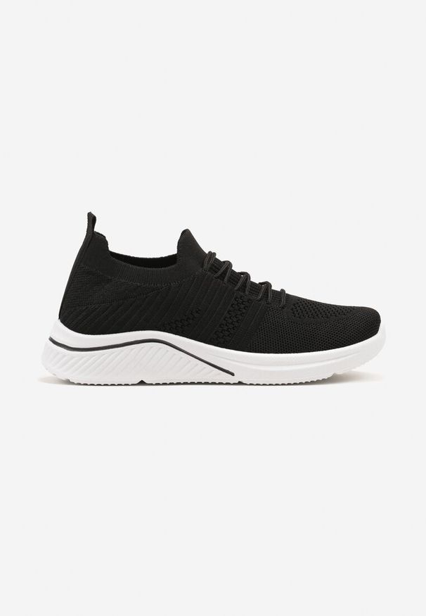Renee - Czarne Siateczkowe Buty Sportowe Sneakersy na Zdobionej Podeszwie Talloti. Okazja: na co dzień. Kolor: czarny. Materiał: jeans. Wzór: aplikacja