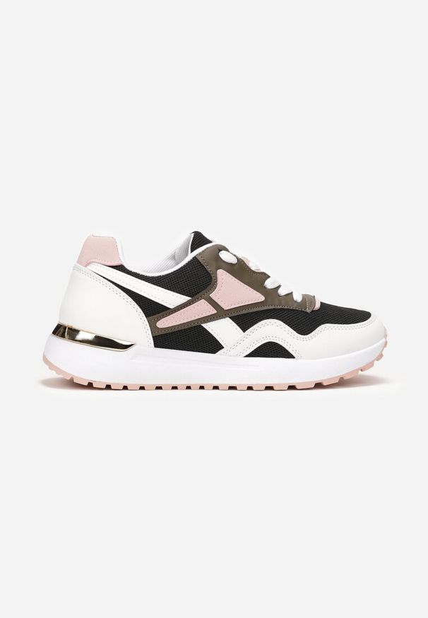 Renee - Czarno-Białe Sznurowane Sneakersy na Płaskiej Podeszwie Salisa. Okazja: na co dzień. Nosek buta: okrągły. Kolor: czarny. Materiał: jeans. Obcas: na płaskiej podeszwie. Wysokość obcasa: niski