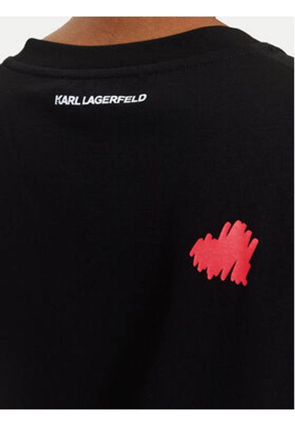 Karl Lagerfeld - KARL LAGERFELD T-Shirt A3W17017 Czarny Regular Fit. Typ kołnierza: dekolt w karo. Kolor: czarny. Materiał: bawełna