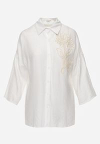 Renee - Biała Nietoperzowa Koszula z Wiskozy z Podpinanymi Rękawami i Haftem Adreaneh. Okazja: na co dzień. Kolor: biały. Materiał: wiskoza. Wzór: haft. Sezon: lato. Styl: boho, casual #7