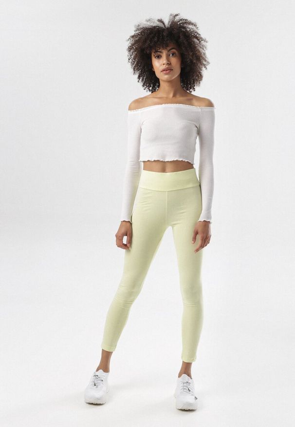 Born2be - Żółte Legginsy Araseise. Kolor: żółty. Materiał: dzianina. Długość: długie. Styl: sportowy