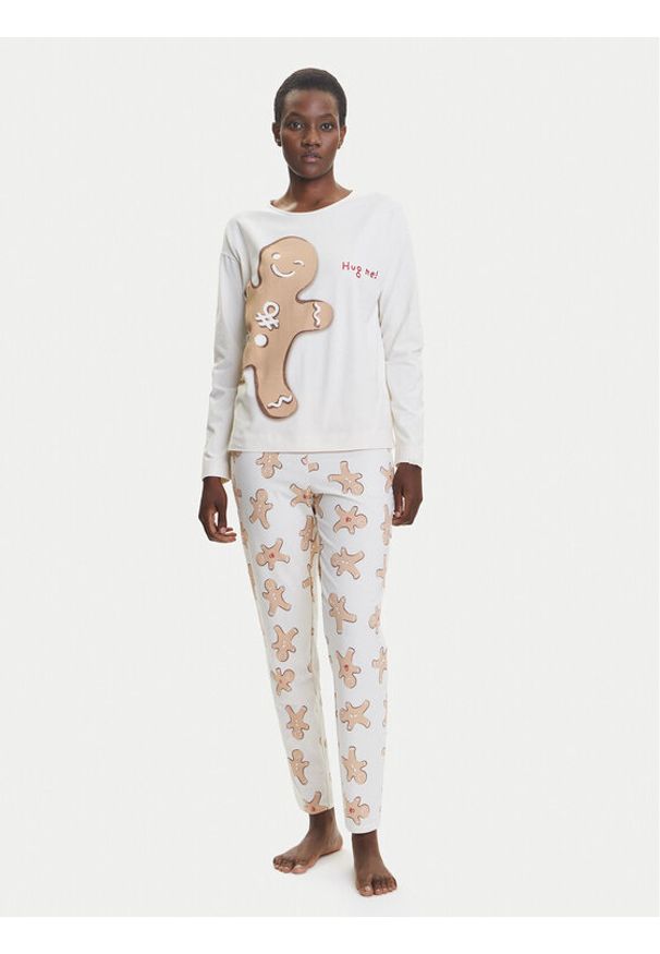 United Colors of Benetton - United Colors Of Benetton Piżama 3DKE3P03K Beżowy Regular Fit. Kolor: beżowy. Materiał: bawełna