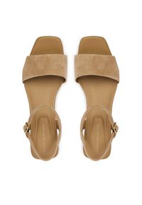 TOMMY HILFIGER - Tommy Hilfiger Sandały Suede Wrapped Mid Wedge FW0FW09235 Brązowy. Kolor: brązowy. Materiał: zamsz, skóra #3