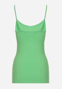 Born2be - Zielony Tank Top z Bawełny na Cienkich Ramiączkach z Regulacją Dimhina. Okazja: na co dzień. Kolor: zielony. Materiał: bawełna. Długość rękawa: na ramiączkach. Styl: klasyczny, casual #4