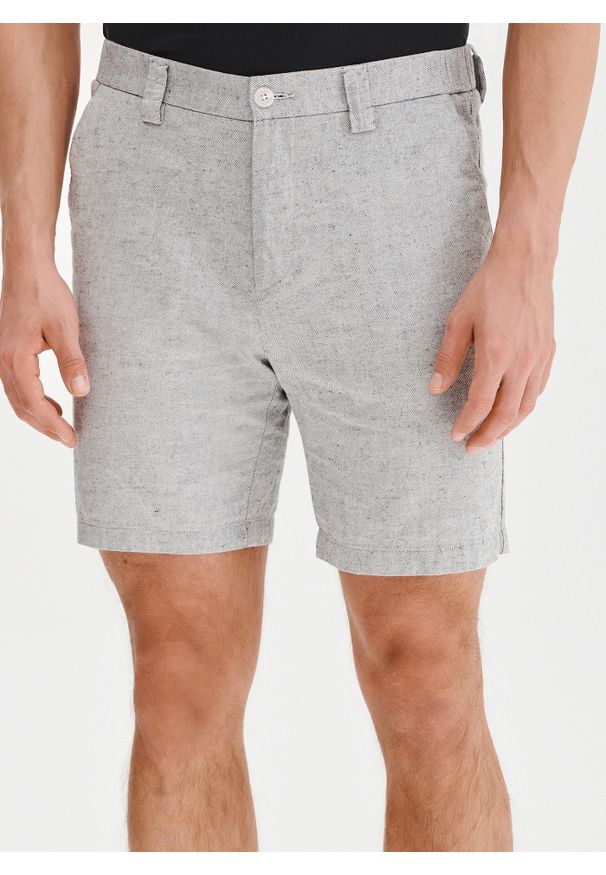 Pako Lorente - PAKO LORENTE - Szare szorty męskie z lnem. Okazja: na co dzień. Kolor: szary, różowy. Materiał: len. Sezon: lato. Styl: casual