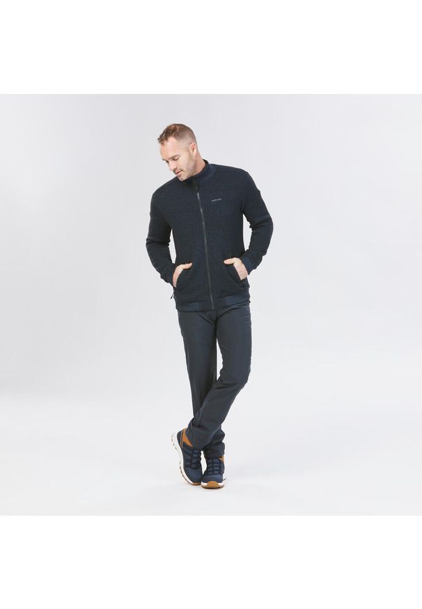 quechua - Polar turystyczny męski Quechua NH100. Kolor: niebieski. Materiał: polar, tkanina, elastan, prążkowany, materiał, poliester. Sport: wspinaczka