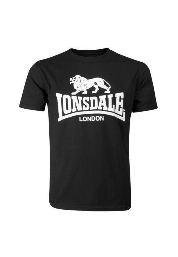 T-shirt o klasycznym kroju Lonsdale Logo. Kolor: czarny. Materiał: bawełna. Wzór: nadruk