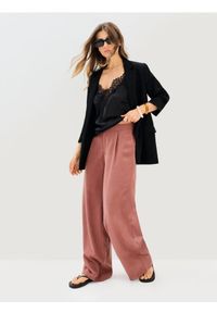 Sinsay - Spodnie wide leg z domieszką lnu - żółty. Kolor: żółty