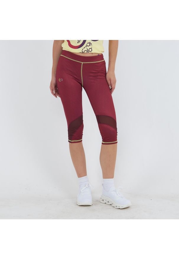 ELPLAYER - Legging 3/4 do treningu ASYR damskie. Kolor: czerwony, wielokolorowy, żółty. Materiał: poliester, jersey. Wzór: nadruk. Sport: fitness