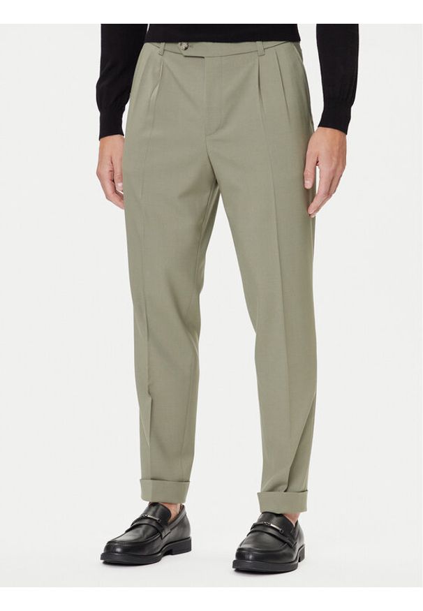 BOSS Spodnie materiałowe C-Perin-DPL 50545822 Zielony Tapered Fit. Kolor: zielony. Materiał: wełna
