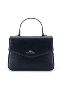 Wittchen - Torebka kuferek ze skóry o fakturze lizard mała. Kolor: niebieski. Wzór: haft. Dodatki: z haftem. Materiał: skórzane. Rozmiar: małe. Styl: elegancki #1