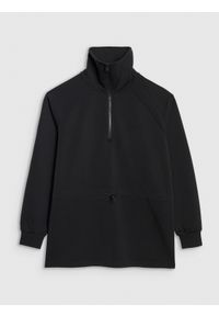 4f - 4F Bluza dresowa nierozpinana z modalem damska - czarna S. Kolor: czarny. Materiał: dresówka