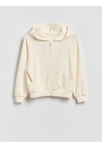 Reserved - Rozpinana bluza z modalem - złamana biel. Materiał: dzianina