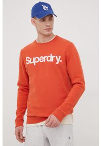 Superdry bluza męska kolor pomarańczowy z aplikacją. Kolor: pomarańczowy. Wzór: aplikacja