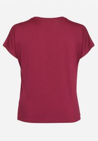 Born2be - Ciemnofioletowy Klasyczny Bawełniany T-shirt z Nadrukiem Wiloa. Kolor: fioletowy. Materiał: bawełna. Wzór: nadruk. Styl: klasyczny