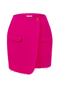 MARLU - Różowa spódnica z zakładką Berno. Kolor: różowy, wielokolorowy, fioletowy. Materiał: wełna #4