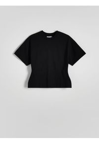 Reserved - Taliowany t-shirt - czarny. Kolor: czarny. Materiał: dzianina, bawełna