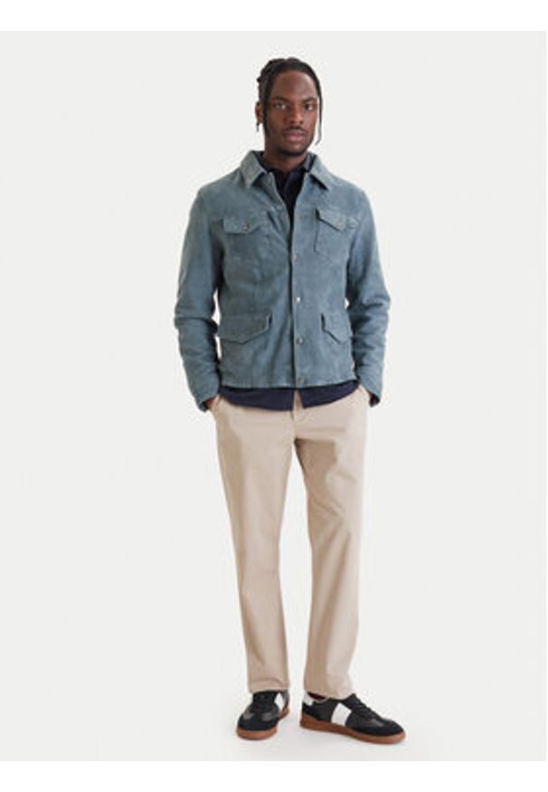 Milestone Kurtka skórzana Valerio 612205 60790 Niebieski Regular Fit. Kolor: niebieski. Materiał: welur