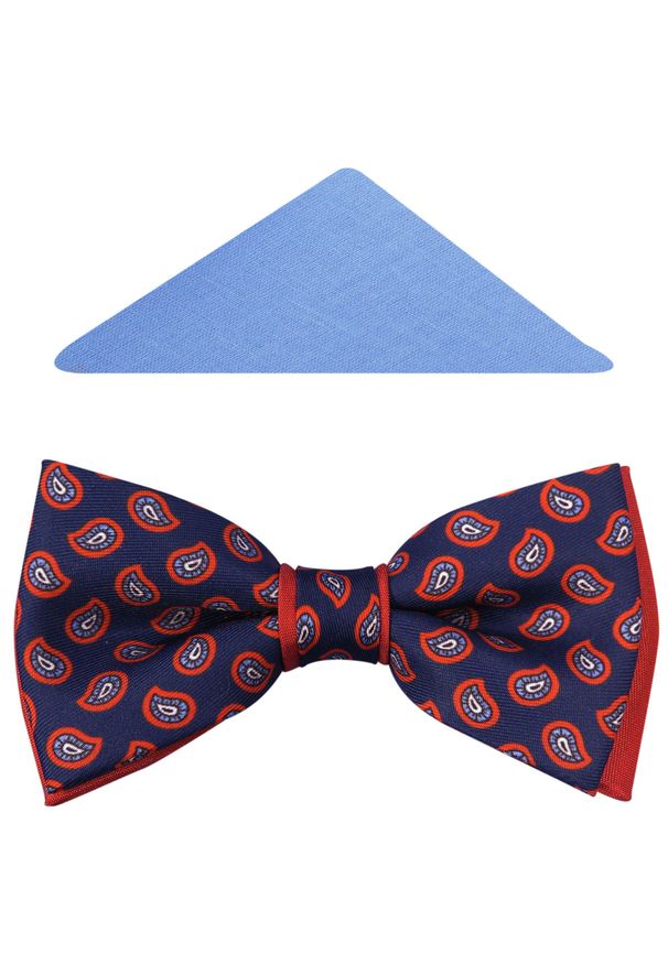 Modini - Granatowo-czerwona mucha w czerwony paisley A194. Kolor: wielokolorowy, czerwony, niebieski. Materiał: poliester, tkanina. Wzór: paisley. Styl: elegancki