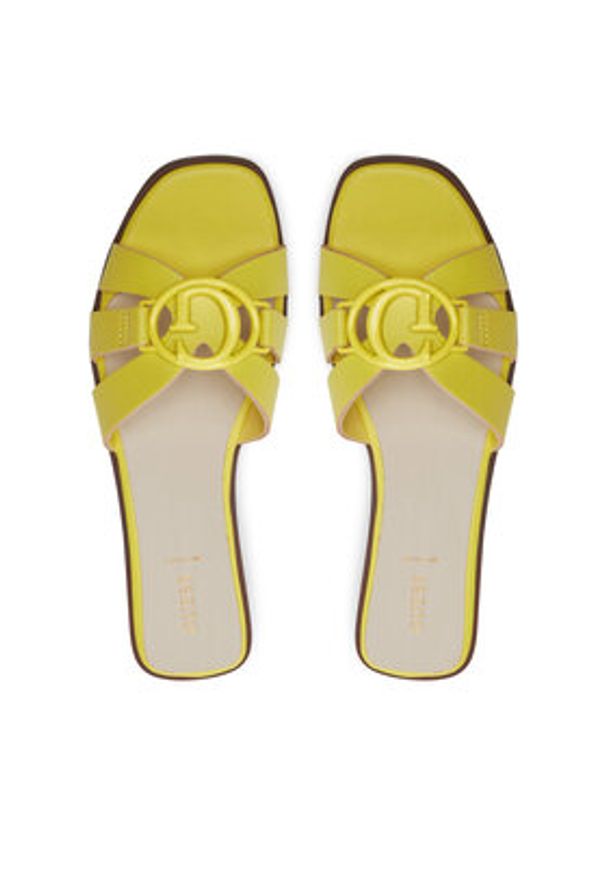 Guess Klapki Symo FLJSYM LEA03 Żółty. Kolor: żółty. Materiał: skóra