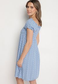 Born2be - Niebieska Wiskozowa Sukienka Typu Hiszpanka w Kwiaty Lunirella. Okazja: na co dzień. Typ kołnierza: dekolt hiszpanka. Kolor: niebieski. Materiał: wiskoza. Długość rękawa: krótki rękaw. Wzór: kwiaty. Sezon: lato. Styl: elegancki, casual #7