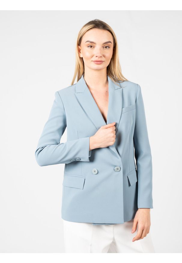 Pinko Marynarka "Luccio" | 102572 A1EL | Kobieta | Niebieski. Okazja: na co dzień. Kolor: niebieski. Materiał: elastan, poliester. Długość: długie. Wzór: gładki. Styl: elegancki, klasyczny, casual