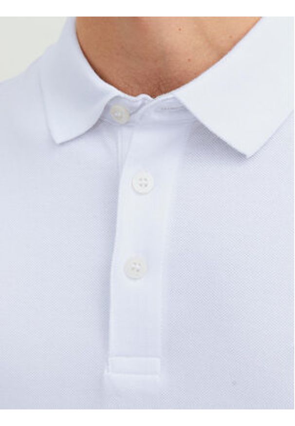 Jack & Jones Polo Paulos 12136668 Biały Slim Fit. Typ kołnierza: polo. Kolor: biały. Materiał: bawełna