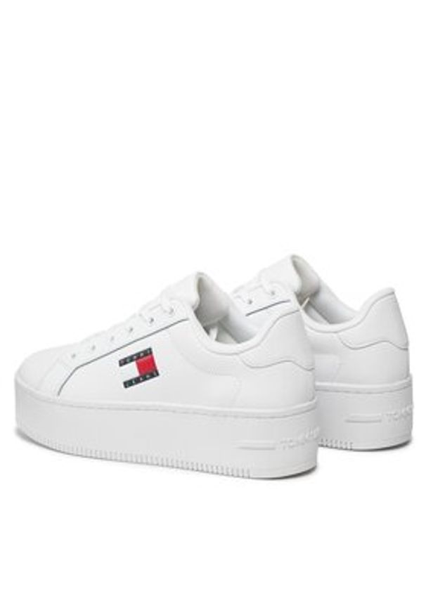 Tommy Jeans Sneakersy Tjw Flatform Ess EN0EN02518 Biały. Kolor: biały. Materiał: skóra