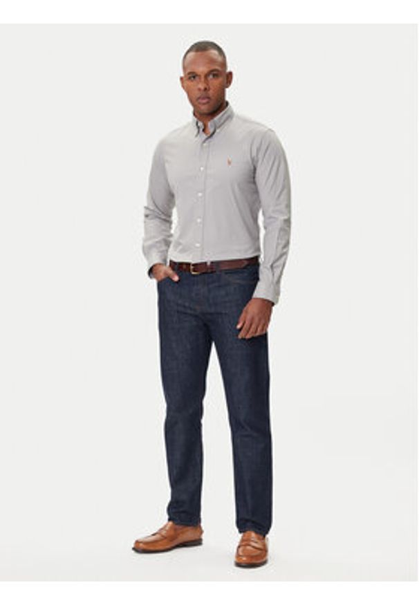 Polo Ralph Lauren Koszula 710P06688004 Szary Custom Fit. Typ kołnierza: polo. Kolor: szary. Materiał: bawełna