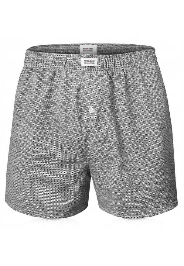 Męskie Bokserki Luźne, Majtki z Rozporkiem na Guzik - Pako Jeans - Drobny Wzór. Materiał: bawełna, poliester