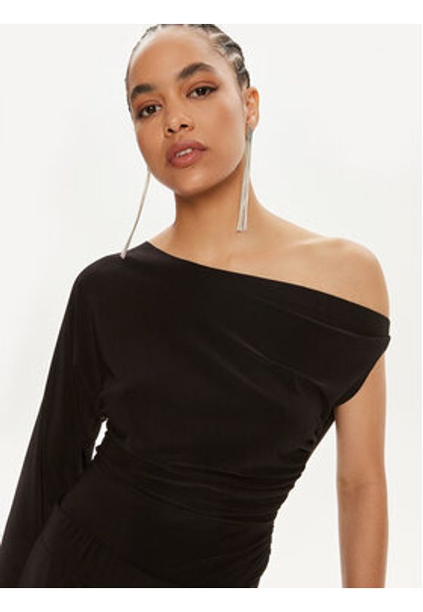 NORMA KAMALI Bluzka KK4236PLC85001 Czarny Slim Fit. Kolor: czarny. Materiał: syntetyk