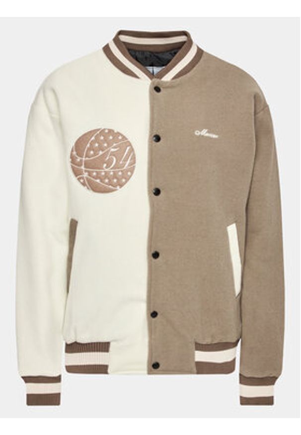 Mercer Amsterdam Kurtka bomber Unisex The All Out Varsity MEAP231007 Beżowy Regular Fit. Kolor: beżowy. Materiał: wełna