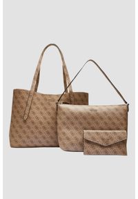 Guess - GUESS Brązowa shopperka damska Brenton. Kolor: brązowy. Materiał: skórzane. Styl: elegancki, casual #8
