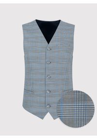 Pako Lorente - PAKO LORENTE – Męska szara kamizelka w kratę. Okazja: na wesele, na ślub cywilny. Kolor: szary. Materiał: poliester, wiskoza, elastan #4