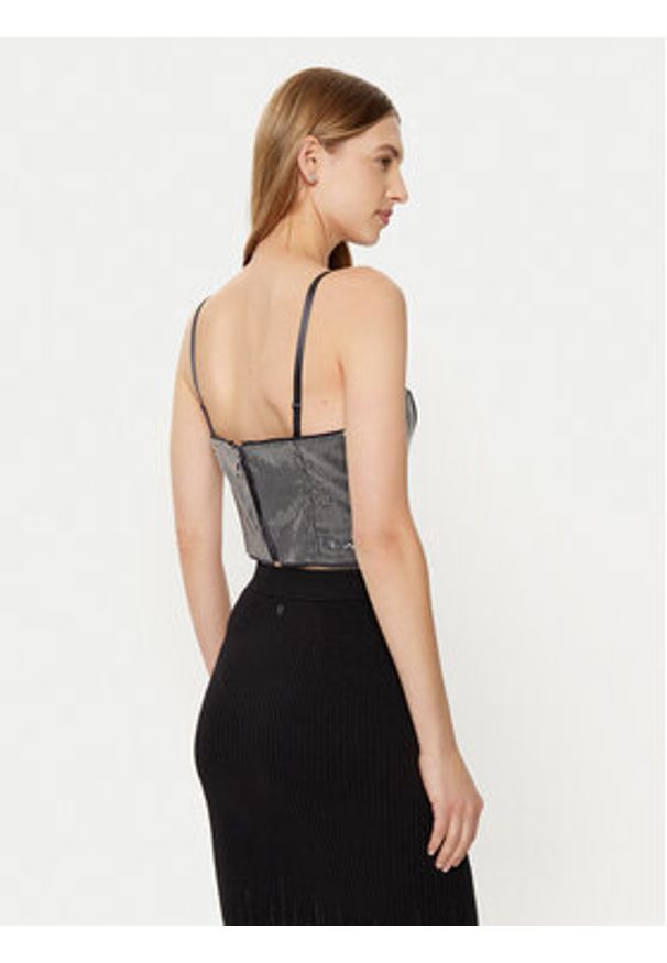 Guess Top W5RH0G WGX40 Srebrny Slim Fit. Kolor: srebrny. Materiał: syntetyk