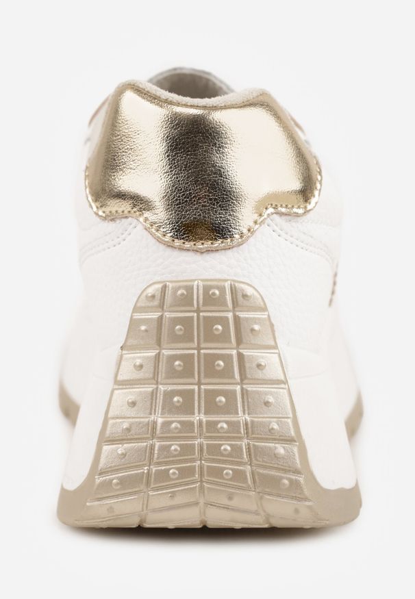 Born2be - Białe Skórzane Sneakersy na Grubej Podeszwie Cezelina. Okazja: na co dzień. Kolor: biały. Materiał: skóra