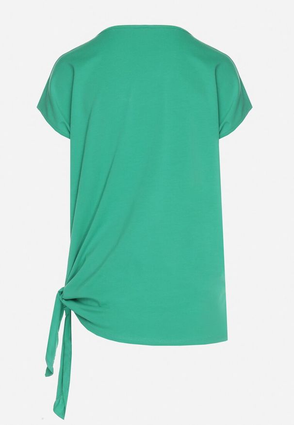 Born2be - Zielony Bawełniany T-shirt z Wiązaniem Falmio. Okazja: na co dzień. Kolor: zielony. Materiał: bawełna. Styl: klasyczny, elegancki, casual
