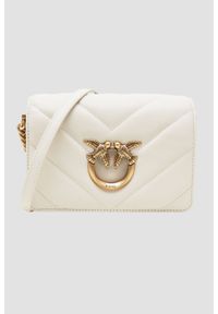Pinko - PINKO Beżowa kopertówka Love Click Mini. Kolor: beżowy. Materiał: skórzane. Styl: wizytowy, casual, elegancki