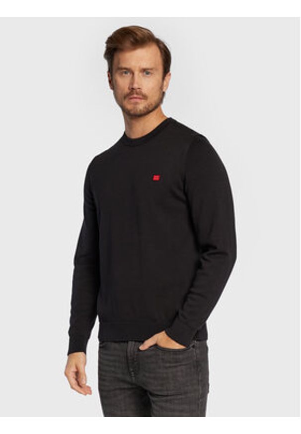 Hugo Sweter San Cassius-C1 50475083 Czarny Regular Fit. Kolor: czarny. Materiał: bawełna