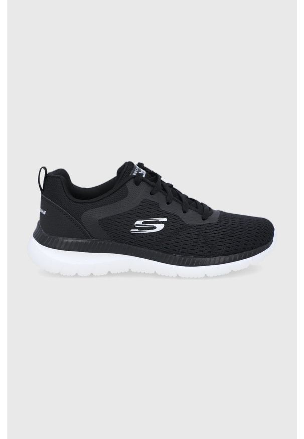 skechers - Skechers Buty kolor czarny na płaskiej podeszwie. Nosek buta: okrągły. Zapięcie: sznurówki. Kolor: czarny. Materiał: guma. Obcas: na płaskiej podeszwie