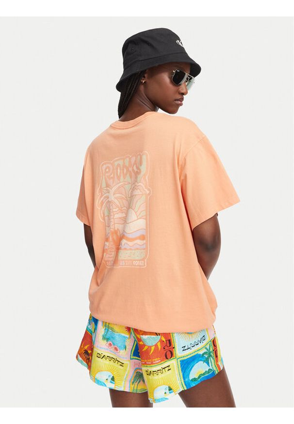 Roxy T-Shirt Enzyme Wash ERJZT05966 Pomarańczowy Oversize. Kolor: pomarańczowy. Materiał: bawełna