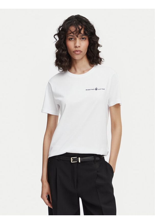 Beverly Hills Polo Club T-Shirt P-SS26W-TS085 Biały Regular Fit. Typ kołnierza: polo. Kolor: biały. Materiał: bawełna