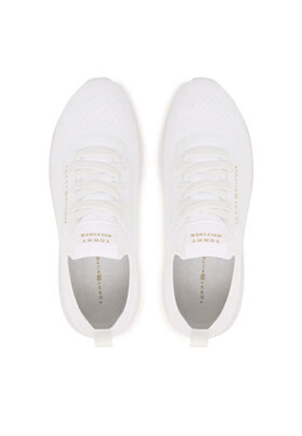 TOMMY HILFIGER - Tommy Hilfiger Sneakersy Knit Extralight Runner FW0FW09112 Biały. Kolor: biały. Materiał: materiał