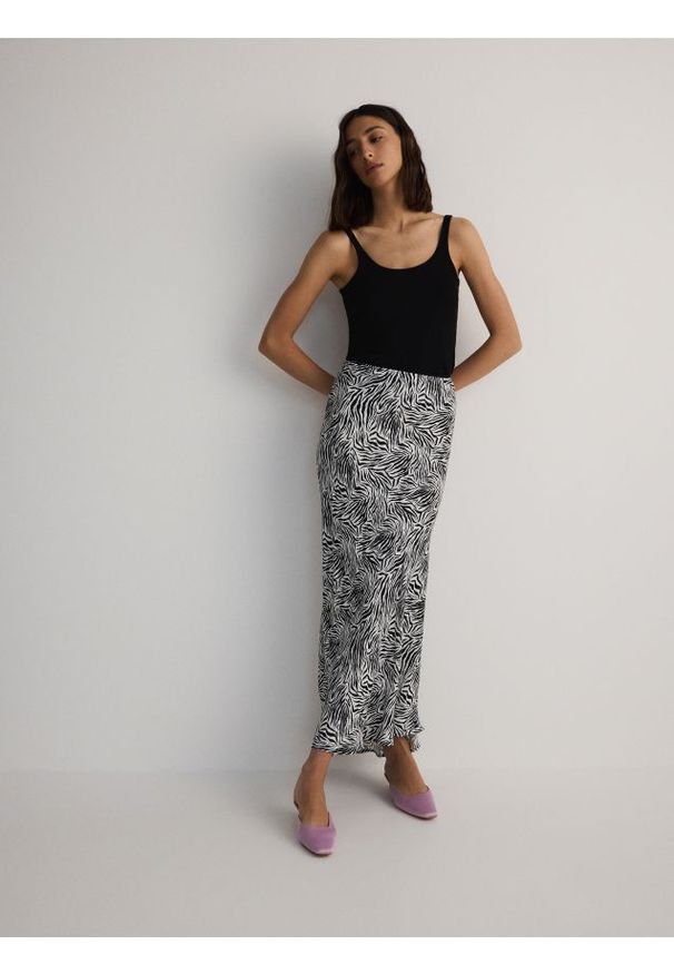 Reserved - Spódnica maxi ze zwierzęcym nadrukiem - wielobarwny. Materiał: wiskoza, tkanina. Wzór: nadruk, motyw zwierzęcy