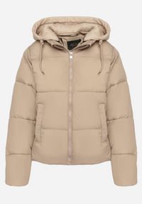 Born2be - Jasnobeżowa Pikowana Kurtka w Stylu Bomberki z Kapturem Mivuna. Okazja: na co dzień. Typ kołnierza: kaptur. Kolor: beżowy. Materiał: jeans. Długość: krótkie. Styl: casual #5