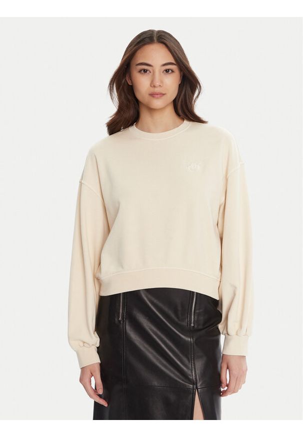 Pinko - PINKO Bluza Maliardo 105510 A2RB Beżowy Regular Fit. Kolor: beżowy. Materiał: bawełna